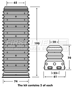 Dust Cover Kit, shock absorber (FPK7073)