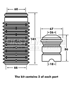 Dust Cover Kit, shock absorber (FPK7034)