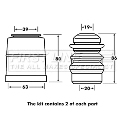 Dust Cover Kit, shock absorber (FPK7074)