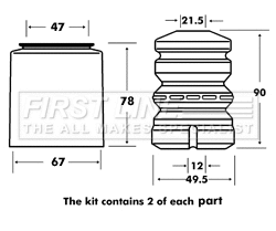 Dust Cover Kit, shock absorber (FPK7021)