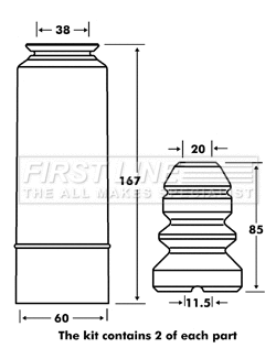 Dust Cover Kit, shock absorber (FPK7023)