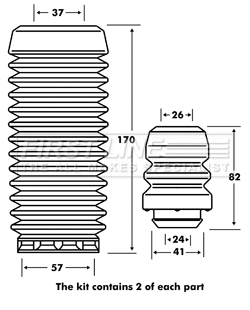 Dust Cover Kit, shock absorber (FPK7050)
