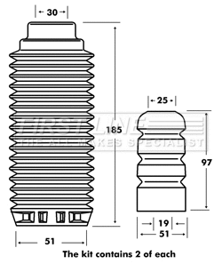 Dust Cover Kit, shock absorber (FPK7030)