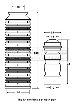 Dust Cover Kit, shock absorber (FPK7087)