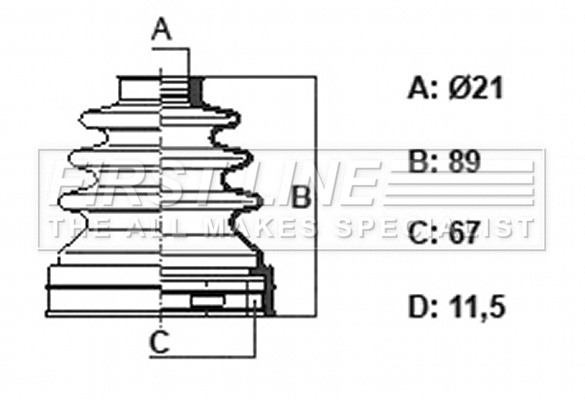 Bellow Kit, drive shaft (FCB6402)
