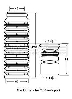 Dust Cover Kit, shock absorber (FPK7090)
