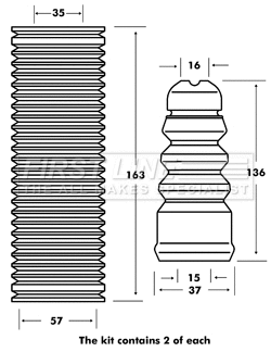 Dust Cover Kit, shock absorber (FPK7005)