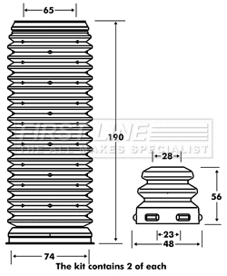 Dust Cover Kit, shock absorber (FPK7075)