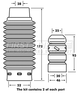 Dust Cover Kit, shock absorber (FPK7029)