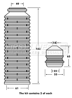 Dust Cover Kit, shock absorber (FPK7002)
