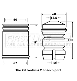 Dust Cover Kit, shock absorber (FPK7018)