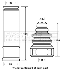 Dust Cover Kit, shock absorber (FPK7080)