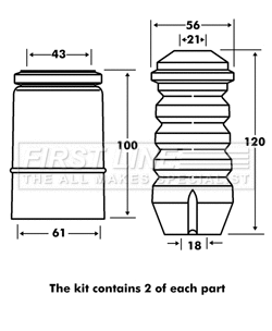 Dust Cover Kit, shock absorber (FPK7077)