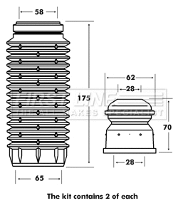 Dust Cover Kit, shock absorber (FPK7058)