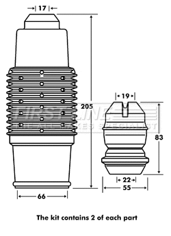 Dust Cover Kit, shock absorber (FPK7057)