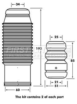 Dust Cover Kit, shock absorber (FPK7111)