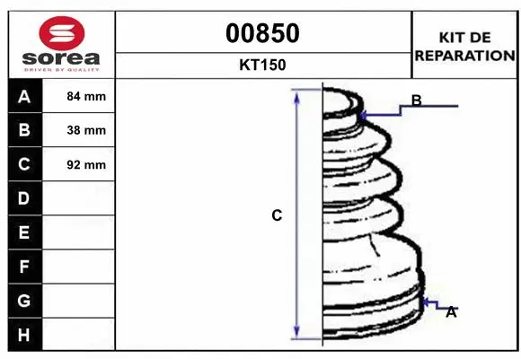 Bellow Kit, drive shaft (00850)
