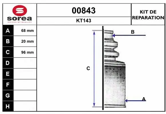 Bellow Kit, drive shaft (00843)