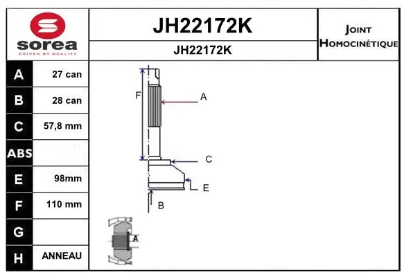Joint Kit, drive shaft (JH22172K)