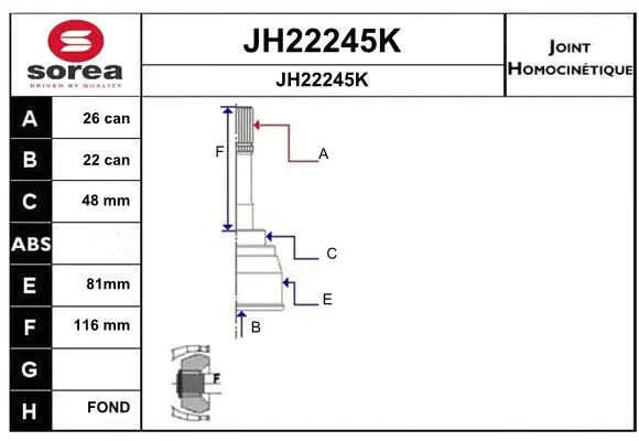 Joint Kit, drive shaft (JH22245K)