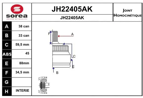 Joint Kit, drive shaft (JH22405AK)