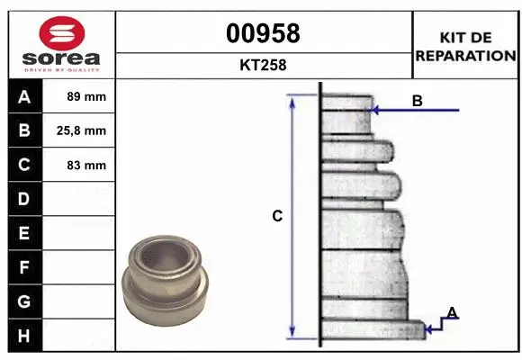Bellow Kit, drive shaft (00958)