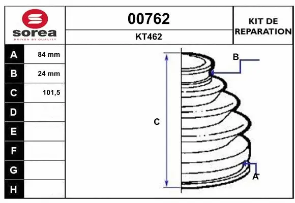 Bellow Kit, drive shaft (00762)