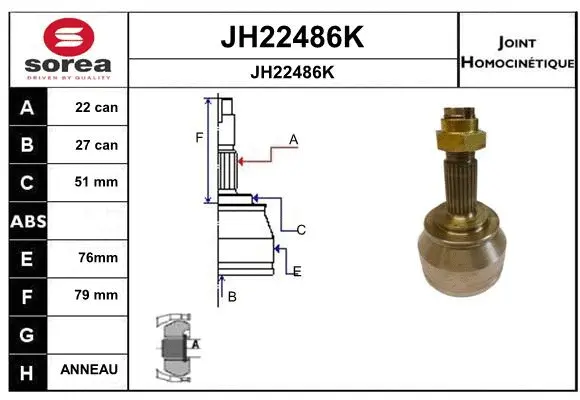 Joint Kit, drive shaft (JH22486K)