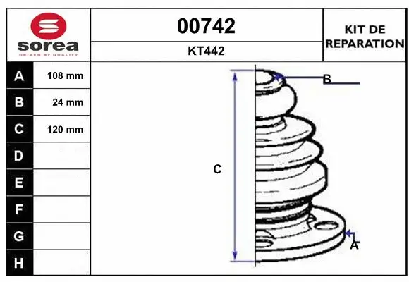 Bellow Kit, drive shaft (00742)