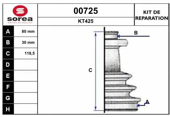 Bellow Kit, drive shaft (00725)