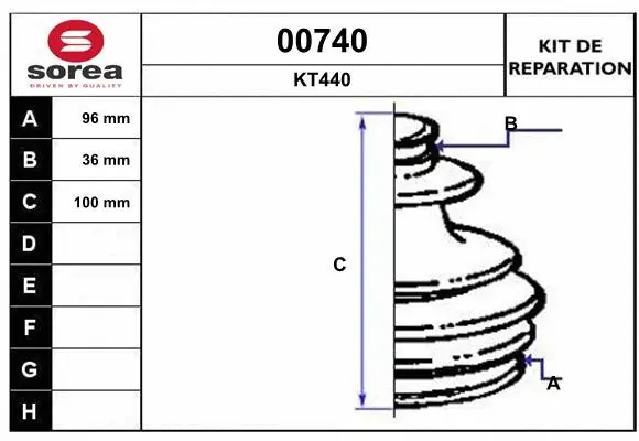 Bellow Kit, drive shaft (00740)