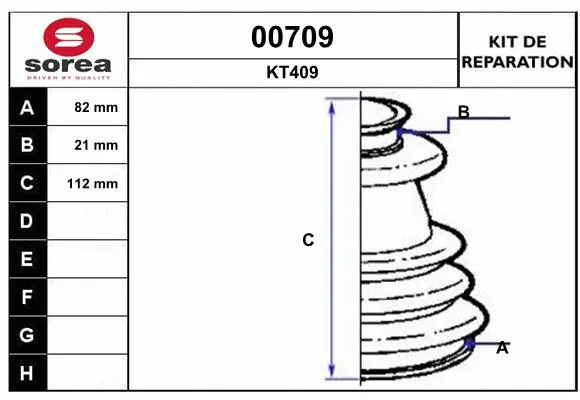 Bellow Kit, drive shaft (00709)