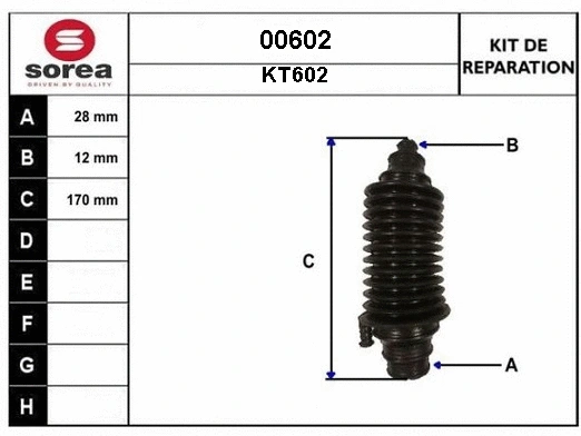 Bellow Kit, drive shaft (00602)