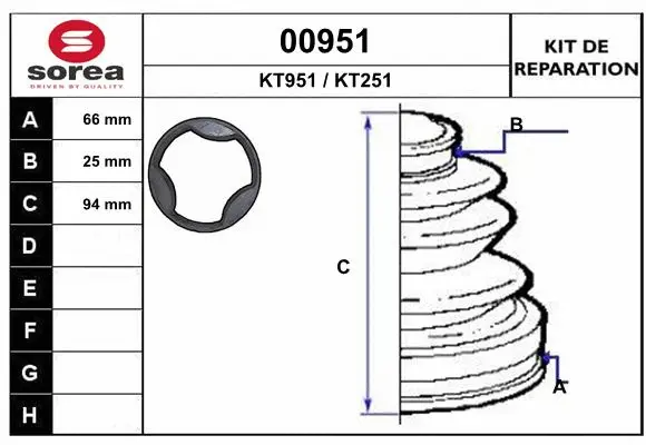 Bellow Kit, drive shaft (00951)