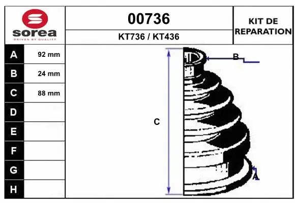 Bellow Kit, drive shaft (00736)