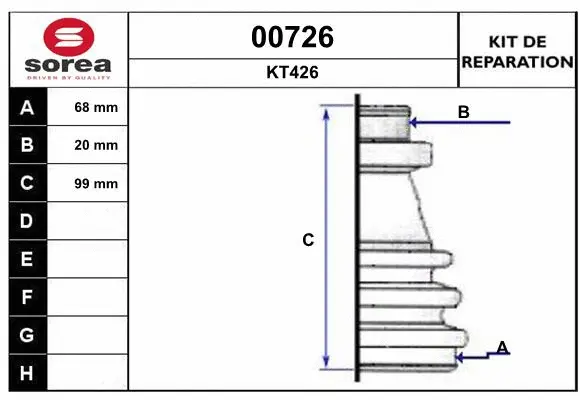 Bellow Kit, drive shaft (00726)