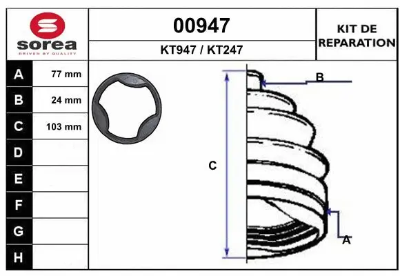 Bellow Kit, drive shaft (00947)