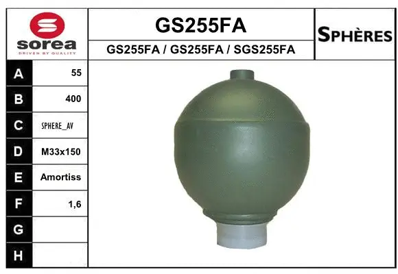 Pressure Accumulator, pneumatic suspension (GS255FA)