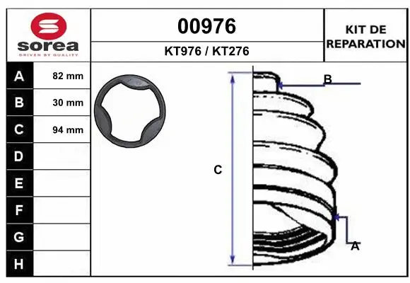 Bellow Kit, drive shaft (00976)