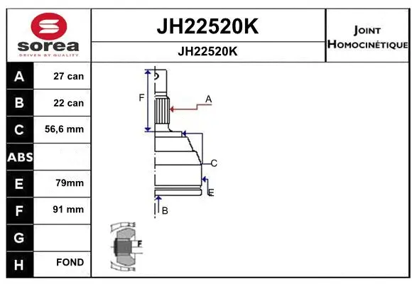 Joint Kit, drive shaft (JH22520K)