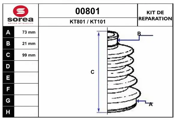 Bellow Kit, drive shaft (00801)