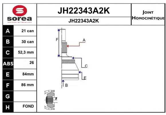 Joint Kit, drive shaft (JH22343A2K)