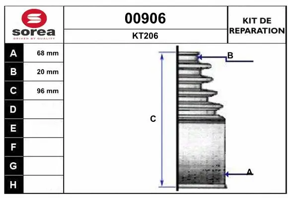 Bellow Kit, drive shaft (00906)