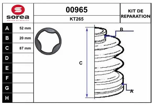 Bellow Kit, drive shaft (00965)