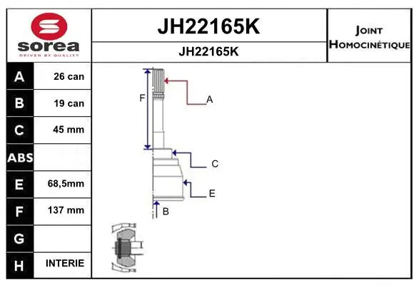 Joint Kit, drive shaft (JH22165K)