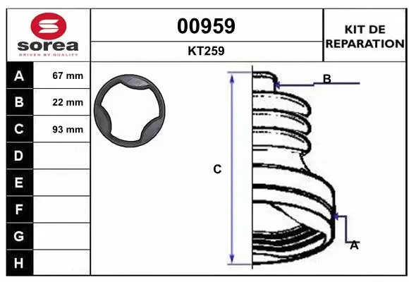 Bellow Kit, drive shaft (00959)