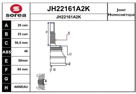 Joint Kit, drive shaft (JH22161A2K)