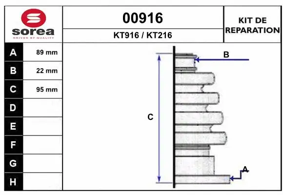 Bellow Kit, drive shaft (00916)