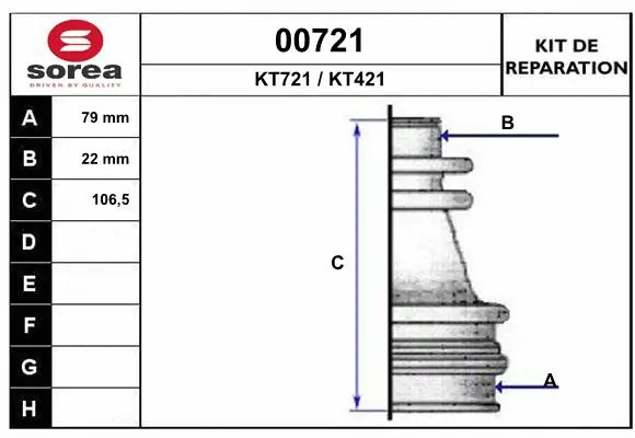 Bellow Kit, drive shaft (00721)