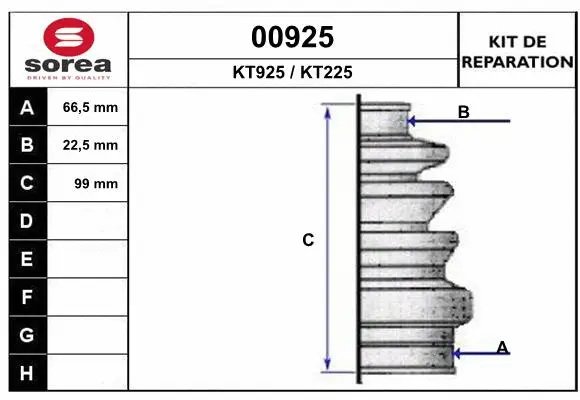 Bellow Kit, drive shaft (00925)